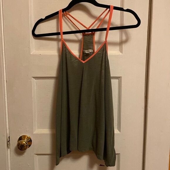 American Eagle Tank Top Olive Green and Neon Orange Size Small - Picture 1 of 8